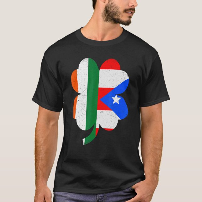 T-shirt Irish Puerto Rican Flag Shamrock St Patricks Day P (Devant)