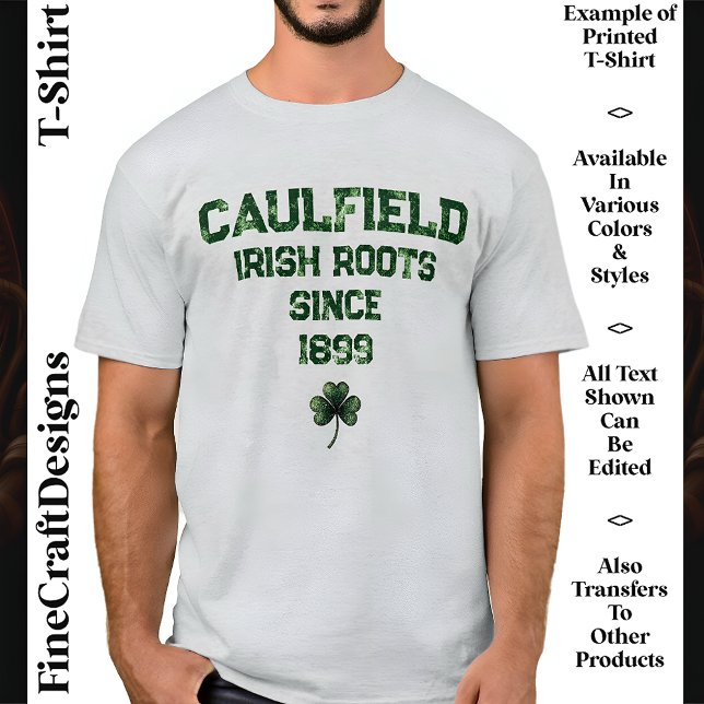T-shirt Irish Roots, Genes, DNA, Nom & Date, Shamrock, 03 (Créateur téléchargé)