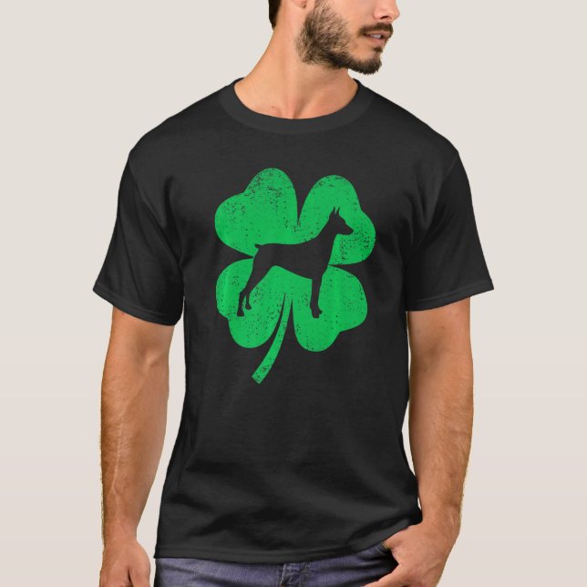 T-shirt Irish Shamrock Leaf Doberman Dog St Patricks Day (Devant)