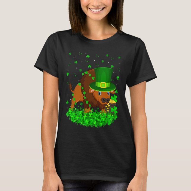 T-shirt Irish Shamrock Leprechaun Bison St Patrick's Day (Devant)