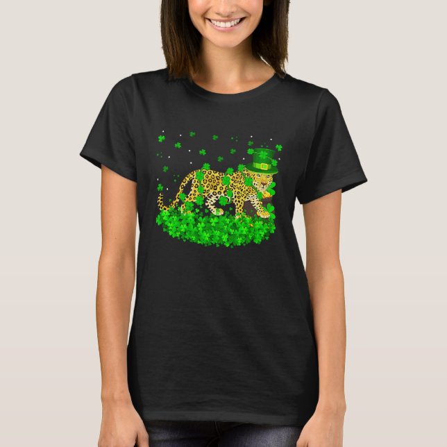T-shirt Irish Shamrock Leprechaun Leopard St Patrick's Day (Devant)