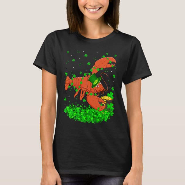 T-shirt Irish Shamrock Leprechaun Lobster St Patrick's Day (Devant)