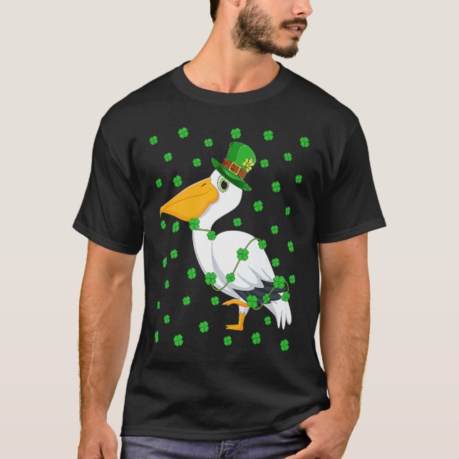 T-shirt Irish Shamrock Leprechaun Pelican Bird St Patrick' (Devant)