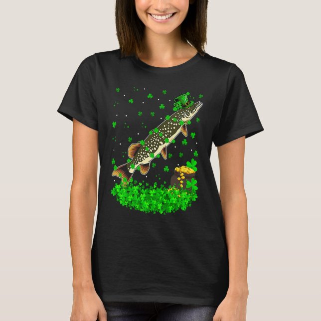 T-shirt Irish Shamrock Leprechaun Pike Fish St Patrick's D (Devant)