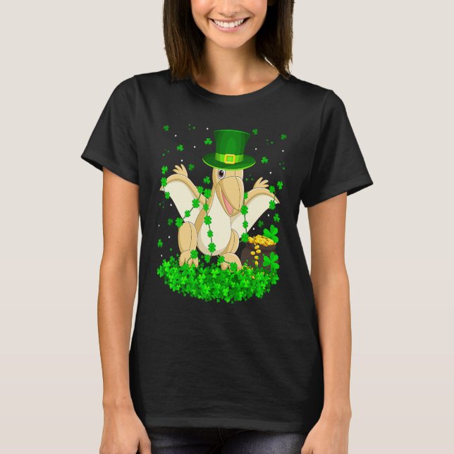 T-shirt Irish Shamrock Leprechaun Pterodactyl Bird St Patr (Devant)