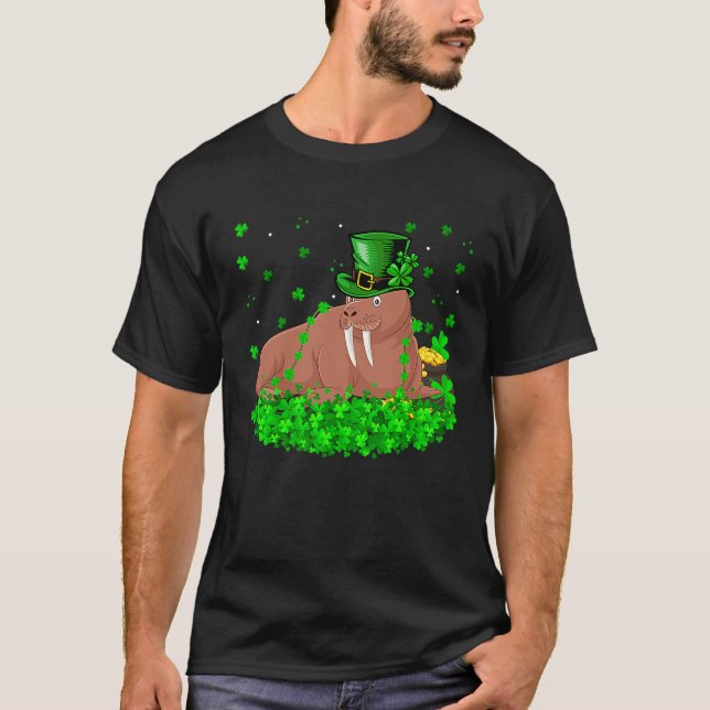 T-shirt Irish Shamrock Leprechaun Walrus St Patrick's Day (Devant)