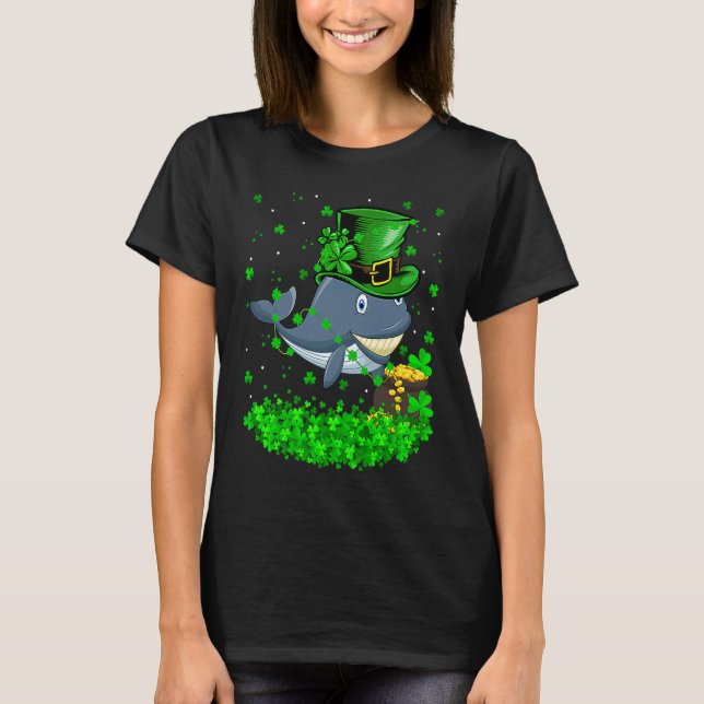 T-shirt Irish Shamrock Leprechaun Whale St Patrick's Day (Devant)