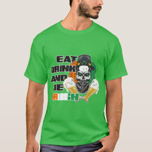 T-shirt Irish Skull leperchan boire de la bière