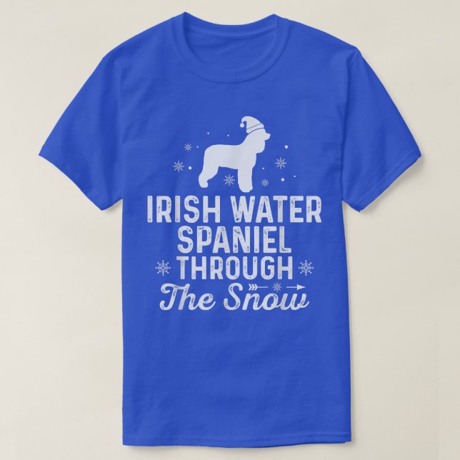 T-shirt IRISH WATER SPANIEL through the snow Funny Christm (Design devant)