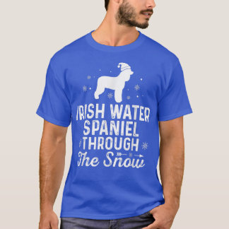 T-shirt IRISH WATER SPANIEL through the snow Funny Christm