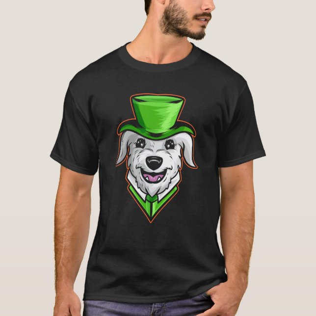 T-shirt Irish Wolfhound With Green Hat Neckerchief St Patr (Devant)
