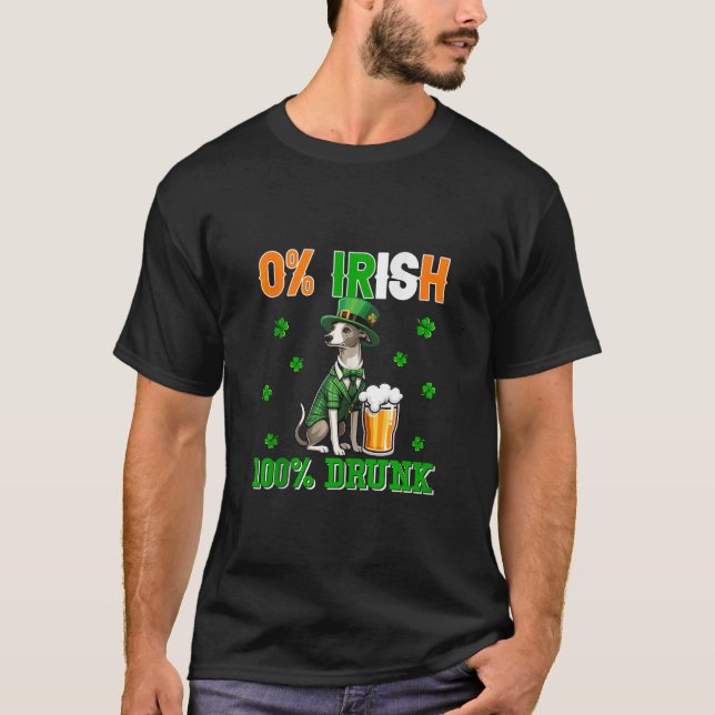 T-shirt Irlandais 100% Drunk St Patrick's Day Whippet B (Devant)