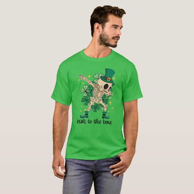 T-shirt Irlandais à l'os squelette squelette squelette squ (Devant entier)
