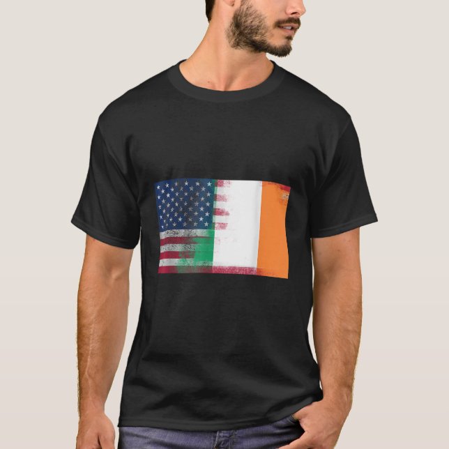 T-shirt Irlandais Américain Demi Irlande Demi-Amérique Dra (Devant)