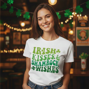 T-shirt Irlandais Baisers & Souhaits Shamrocks Retro St Pa