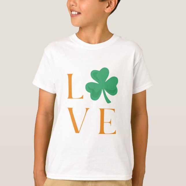 T-shirt Irlandais Lover Clover Shamrock Vert et orange (Devant)