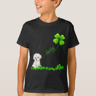 T-shirt Irlandais Lucky avec maltais amant maltais, Chien