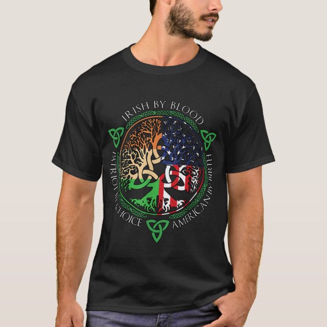 T-shirt Irlandais Par Sanguinaire Américain Par Naissance  (Devant)