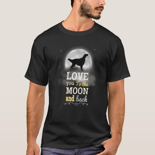 T-shirt Irlandais Red Setter Chien Aime À La Lune (Devant)