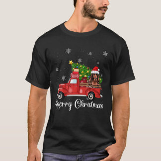 T-shirt Irlandais Setter Chien équitation Camion Rouge Noë