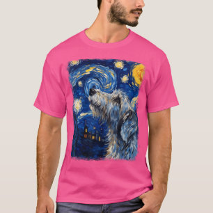 T-shirt Irlandais Wolfhound Chien Starry peinture de nuit