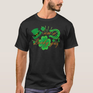 T-shirt Irlande Fer à Cheval Avec Chapeau Chanceux Vert Sa