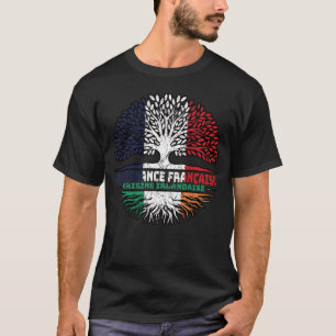 T-shirt Irlande Français France Arbre Drapeau