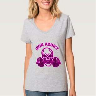 T-shirt Iron Addict - Skull Bodybuilding and Weightlifting