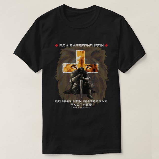 T-shirt Iron Sharpens Iron Christian Scripture Croix Lio (Design devant)