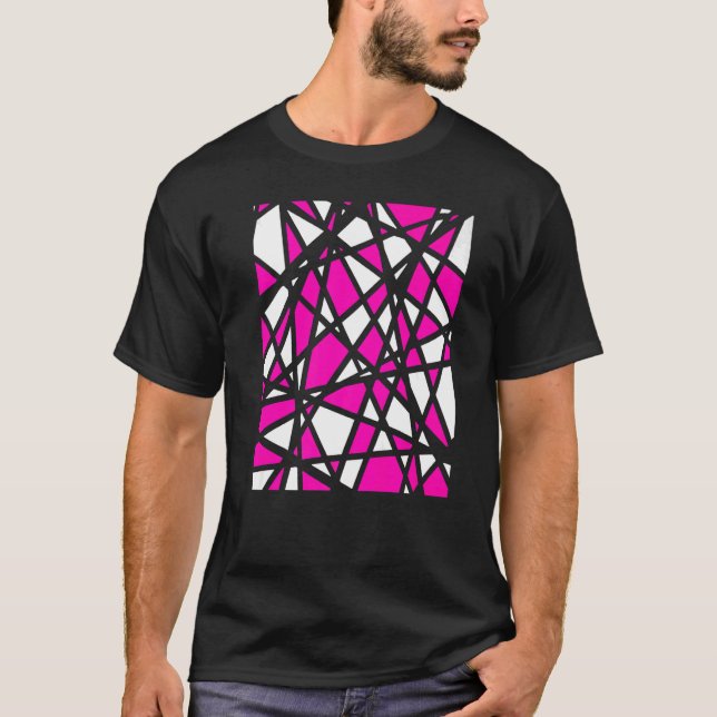 T-shirt Irregular White Shapes With Pink Accents Abstract (Devant)