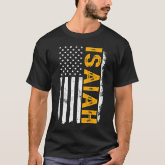 T-shirt Isaïe Nom, Drapeau Américain Isaïe Prénom