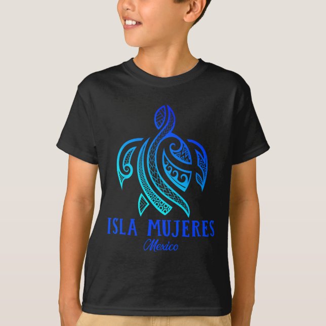 T-shirt Isla Mujeres Mexico Sea Turtle Tie Dye Hibiscus Va (Devant)