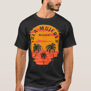 T-shirt Isla Mujeres Mexique Palmiers Sunset Skull Beach