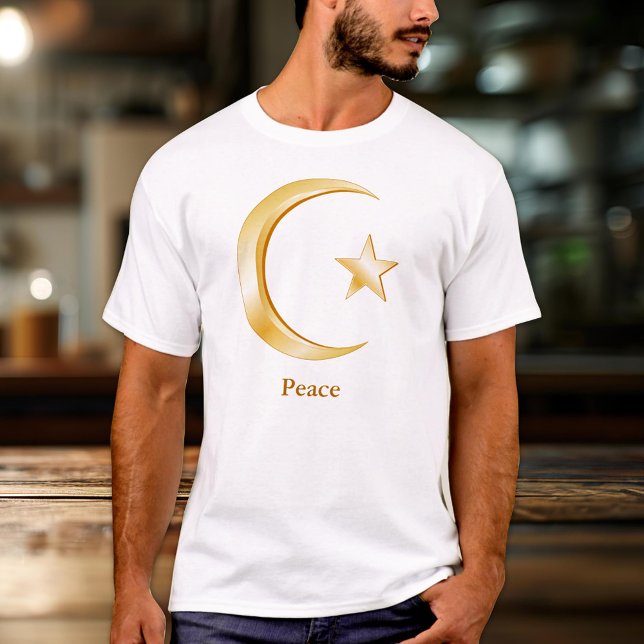 T-shirt Islam (Crescent moon and star, symbol of Islam. Customize with your text. )