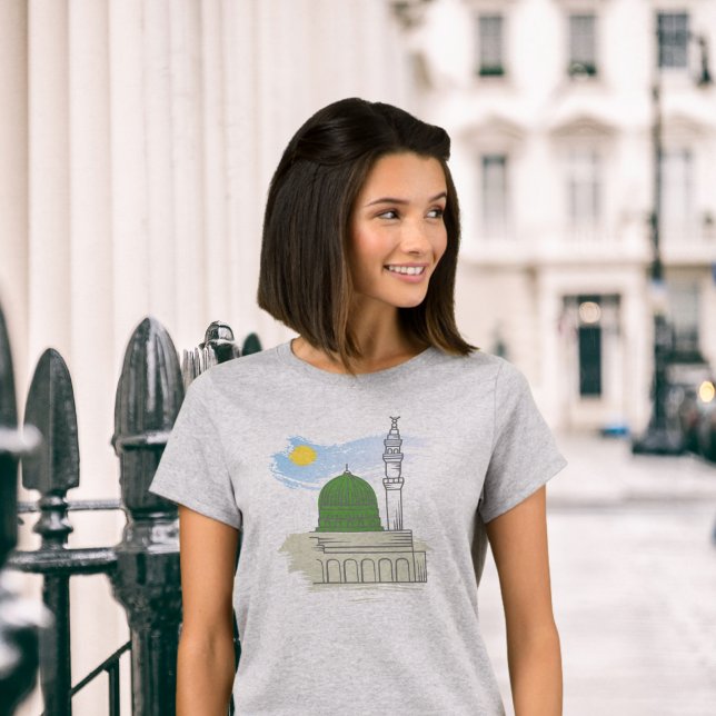 T-shirt islamiste féminin : Masjid an-Nabawi & Pai (Créateur téléchargé)