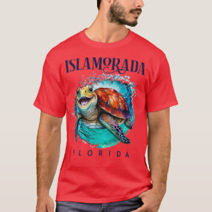 T-shirt Islamorada Florida Aquarelle Joyeuse tortue de mer