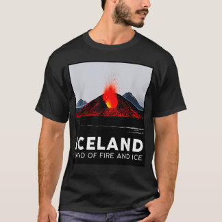T-shirt Islande Volcan Feu Glace Randonnée Camping Plein A