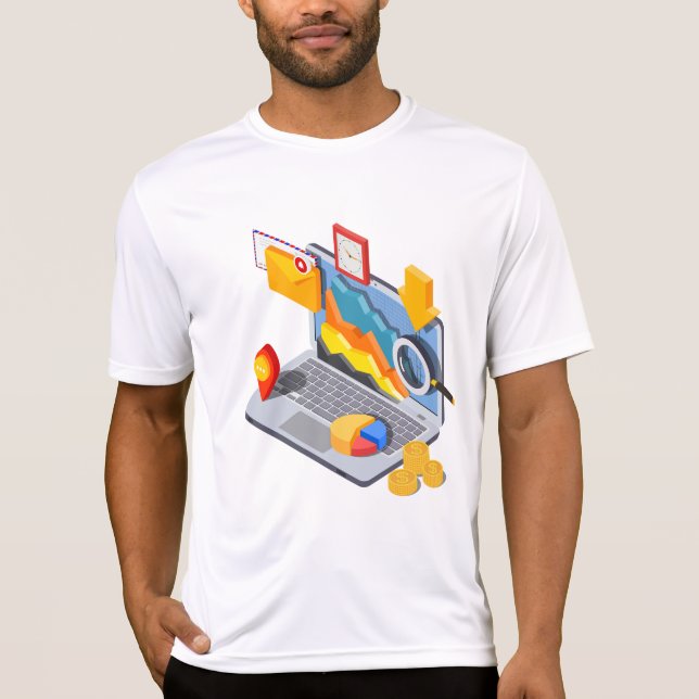 T-shirt Isometric Business Data Analytics Laptop (Devant)