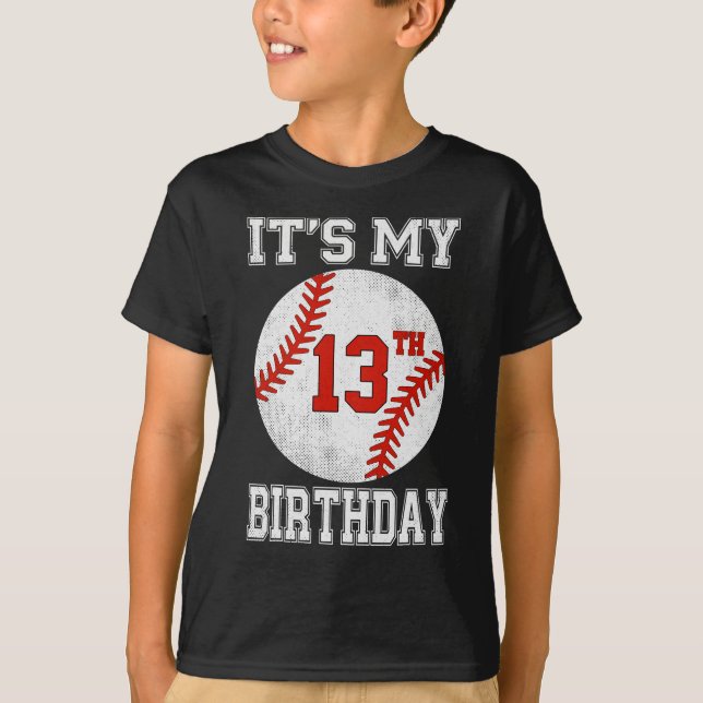 T-shirt It’s My 13th Birthday Baseball Design (Devant)