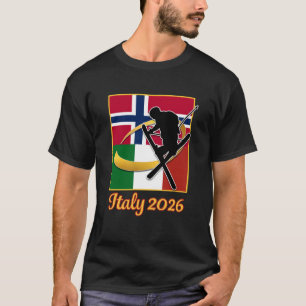 T-shirt Italie 2026 Ski Freestyle Italie Norvège Drapeau W