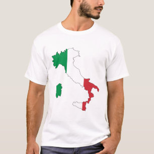 T-SHIRT ITALIE - CARTE DE DRAPEAU/ROME/CREST/COULEURS