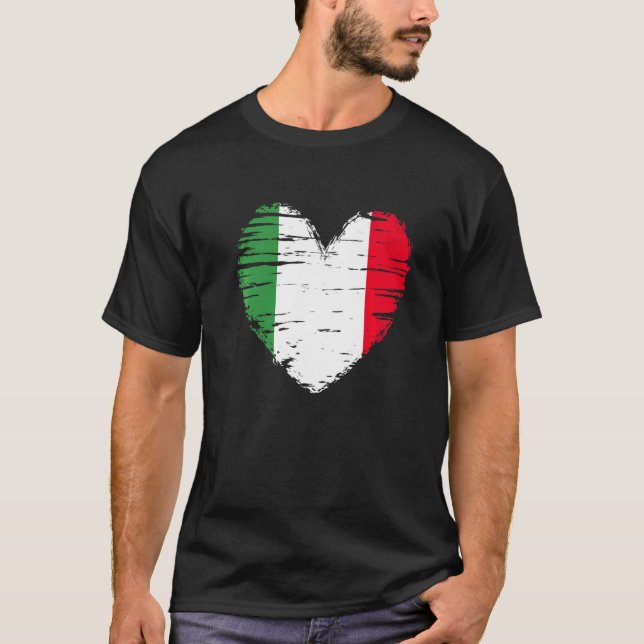 T-shirt Italie Coeur Italien Drapeau Italien Fierté (Devant)