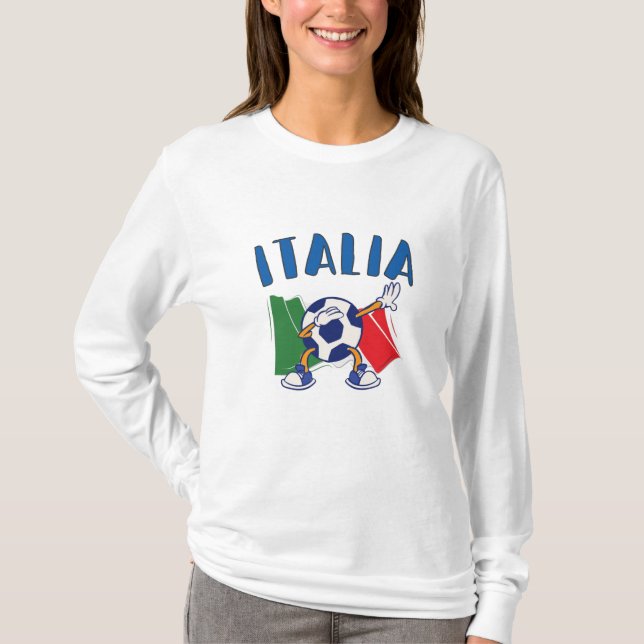 T-shirt Italie Dabbing Soccer Ball Drapeau (Devant)