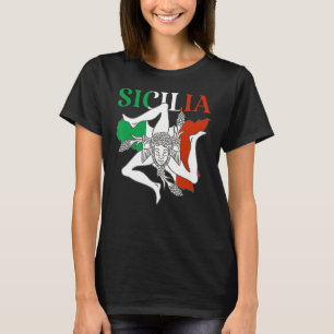 T-shirt Italie Drapeau Trinacria Sicile Drapeau Sicile Ita