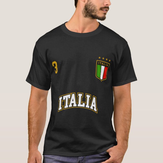 T-shirt Italie Football Numéro d'équipe 3 Sports Drapeau i (Devant)