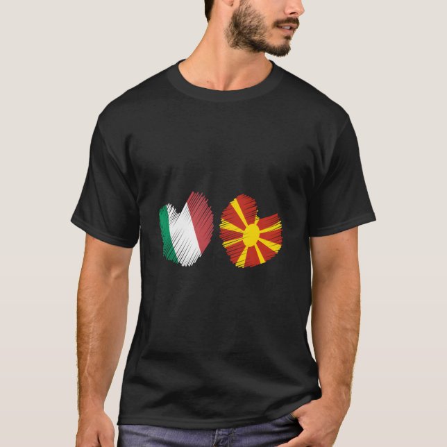 T-shirt Italie Macédoine Il Drapeau Italien Drapeau Macédo (Devant)