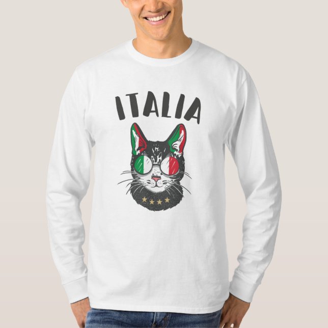 T-shirt Italie Soccer Chat Mascotte drapeau italien (Devant)