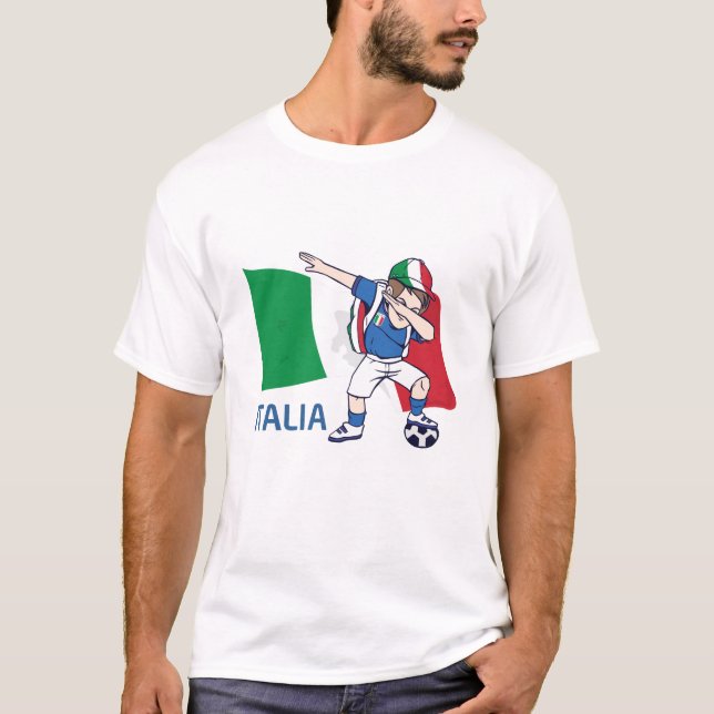 T-shirt Italie Ventilateur de football Enfant dabbing écob (Devant)