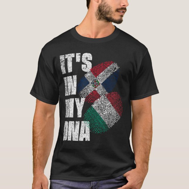 T-shirt Italien Et Dominicain Mélangent Le Patrimoine Du D (Devant)