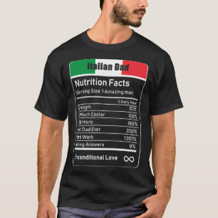T-shirt Italien Papa Nutrition Facts Fête des pères Cadeau